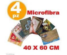 TrAdE shop Traesio 4 Strofinacci Microfibra ASCIUGAPIATTI ASCIUGA Piatti CANOVACCIO 40X60 CM