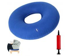 Starich Cuscino Emorroidi Gonfiabile Cuscino Rotondo Ortopedico Gonfiabile con pompa Cuscino Gonfiabile a Ciambella per Emorroidi, Gravidanza, Prostat Cuscino ad anello Gonfiabile(Blu)