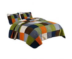 Trapunta Patchwork Fatta A Mano 3 Pezzi Copriletto Trapuntato Lavabile Trapunte In Cotone Americano Trapunte Con Aria Condizionata Coperte Multifunzionali Copriletto （230 * 250 Cm ）Federa (50 * 70 Cm