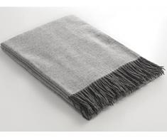 LaVelahome Plaid copera 140x200 misto lana merinos caldo leggero poco ingombante (Grigio)