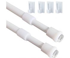 2 aste di serraggio piccole, allungabili, senza forature, asta di serraggio per tende, asta di serraggio per cucina, armadio, progetti fai da te (30-50 cm, Φ7,6 e 9,6 mm)