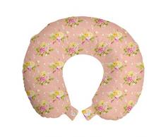 ABAKUHAUS Shabby Flora Cuscino da Viaggio, Nuziale Roses Vecchio, Accessorio in Schiuma di Memoria per Viaggio, 30 cm x 30 cm, Multicolore