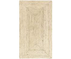 HAMID - Tappeto di Iuta Naturale Alhambra Colore Avorio, Iuta Tappeto Alhambra Bianco, Tappeti 100% Fibra di Juta, Tessuto a mano, Tappeto da soggiorno, Corridoio, Camera da letto, (60x110cm)