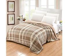 Grande Coperta Plaid Matrimoniale Caldo Pile Copriletti 200x220cm per Letto Coperta Divano in Flanella Fleece Sherpa Reversibile Traspirante, Facile Manutenzione (Camel Plaid, 200x220cm)