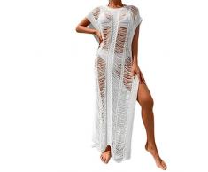 Tuniche da bikini da donna abito da spiaggia pullover scavato alluncinetto sexy senza maniche copertura costumi da bagno piumino copricostume da bagno copricostume da bagno girocollo scavato per