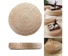 Yunnyp Rotondo Pouf Tatami Cuscino da Pavimento Cuscino Futon Paglia Yoga Meditazione Cuscino Morbido Yoga Tappetino da Sedile per Soggiorno Balcone Giardino Festa, 40cm/15.75inch