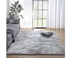 Area Rugs Tappeto morbido antiscivolo per camera da letto, per soggiorno, decorazione della casa (80 x 120 cm, grigio bianco)