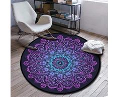 Morbuy Tappeti Rotondi Moderni Soggiorno Divano Tappeto Rotondo Stampa Mandala Antiscivolo e Lavabile in Lavatrice Interno Tappetino Diametro 60cm/80cm/100cm/120cm (Sfumatura Blu-Viola,120cm)