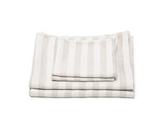 LinenMe Set di asciugamani da bagno in lino strisce naturali Lucas