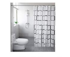 Tenda da doccia, con ganci in plastica, stile nordico, alla moda, PEVA, grande, quadrato, impermeabile, facile da installare, tende da bagno per bagno, hotel, appartamento per famiglie