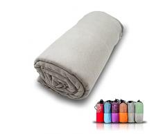 Asciugamano in microfibra ad asciugatura super rapida, asciugamano per sport, palestra, viaggio e spiaggia, assorbente e ultraleggero (grigio, 40 x 80 cm)