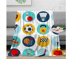 Coperta Matrimoniale Flanella di Copriletto Sport Giallo Blu per Letto Divano, Microfibra Leggera Calda 3D Inverno Trapuntino Coperta in Pile Sherpa per Bambini Adulti Regalo di Natale