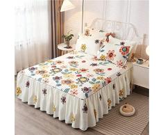 ELYSYSRL 3 Pezzi Gonne da Letto Matrimoniali/Singolo Eleganti Copriletto Una Piazza E Mezza Leggeri Gonna da Letto con Volant Bed Skirt King Size Coprirete per Letto Lenzuola Stagioni 