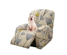 Lydevo Copripoltrona Relax Reclinabile Universale,Copripoltrona 1 Posto Reclinabile con Tasche,Copripoltrona Elasticizzato Relax Lavabile Rimovibile,Fodere Poltrona Relax,Foglie Beige