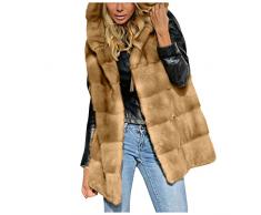 Zldhxyf Felpe Da Invernali Gilet da donna senza maniche in eco-pelliccia corta con cappuccio gilet gilet scaldamuscoli Trapuntino Leggero