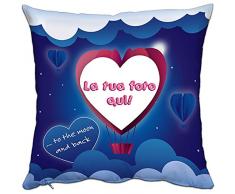 CUSCINO PERSONALIZZATO PERSONALIZZABILE STAMPA FOTO LOVE ROSSO BIANCO BLU CUORE MONGOLFIERA