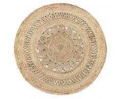 HAMID - Tappeto di Iuta Alhambra Nazarí Rotondo Colore Naturale, Tappeto in Fibra di Iuta 100%, Design Intrecciato, Fatto a Mano per Decorazione, Soggiorno, Camera da Letto, (150x150cm)