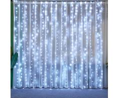 CREASHINE Tenda Luci 3 * 3m, 300 LED Tenda Luminosa Esterno, Impermeabile IP44 Natale Tenda Luci, con 8 Modalità & EU Spina, per Natale Decorazioni Casa,Giardino, Feste (Bianco Caldo o Bianco Freddo)