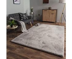 TT Home Tappeto Salotto Pelo Lungo Soffice Imitazione Pelliccia di Coniglio Morbida, Colore: Grigio, Dimensione:160x230 cm