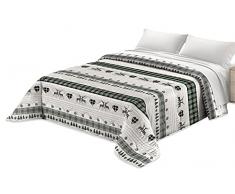 Trapunta Invernale Matrimoniale Imbottita 300 gr/mq Piumone Caldo Letto Matrimoniale 260x260 cm Fantasia Tirolese Made in Italy MOD. Baita Colore Nero Grigio