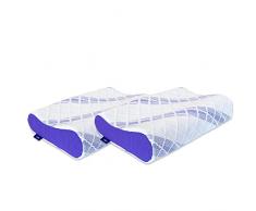 Set di 2 Cuscino Memory Foam per Dormire, Cuscino Cervicale, Antirussamento, Traspirante, Antiacaro, Ortopedico, Cuscini Letto Matrimoniale, Altezza Regolabile, Guanciale Cervicale