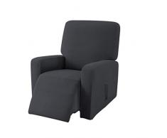 E EBETA Jacquard Copripoltrona Fodera per poltrona, Coprisedile Chivas Poltrona Reclinabile Relax Completo Elasticizzato con Tasche (Grigio scuro)