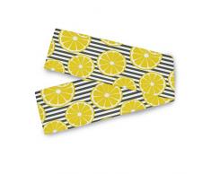 MNSRUU - Runner da tavola estivo con limoni freschi e strisce bianche e nere, runner da tavola in cotone poliestere per feste, eventi, festival