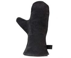 achilles Guanto Da Camino, Conforme alla Norma En407, Con Isolamento Termico, Guanto da Forno In Pelle, Guanto Protettivo Ignifugo, Guanto Grill, Guanto In Pelle Resistente Al Calore (Nero)(31x18 cm)