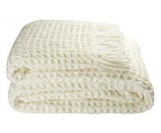 Coperta Abeille Uncinetto Beige in misto lana 140x200cm Zenoni&Colombi