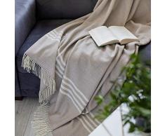 LINEN & COTTON Plaid, Coperta, Copriletto, Coperte BROOKLYN - 100% Lana Merino (140 x 200cm) Marrone
