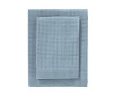 Zucchi Set 1+1 Solotuo Asciugamani+Ospite in Tela Nido dApe Puro Cotone N173 Cielo