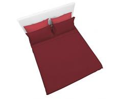 Set Completo di Lenzuola e Federe da Letto Matrimoniale Tinta Unita,Col. Bordeaux in Microfibra