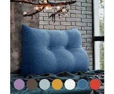 VERCART Cuscino a Cuneo da Lettura per Schienale, Cuscino Antireflusso per Letto, Cuscino per Gambe Lombare di Supporto da Divano, Grande Testata Letto Biancheria Blu 80cm