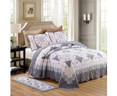 guangtou Copriletto Fatto a Mano, Trapunta Patchwork in Cotone Country Americano, Federa@Serie Floreali_Tappetino da Terra 50 * 135 cm