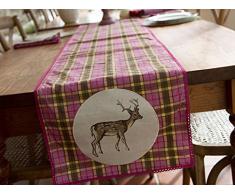 Creative Tops Cotton Katie Alice Highland Fling - Runner da tavola, motivo scozzese con cervo, con finiture in merletto