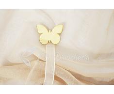 R.P. Set 4 Calamite per Tende - REGGITENDA FERMATENDA Shabby Country Chic - N. 4 Pezzi (2 Coppie) - Panna - Farfalle