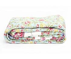 1001 Wohntraum T412 Quilt R1 "Rosen" - Trapunta patchwork country shabby, 150 x 200 cm