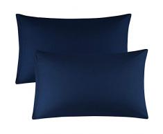sourcing map Federe con Cerniera Cotone Egiziano 2 x Confezione (20 x 26 Pollici, Navy Blu)