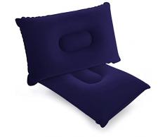 SUTAFOR 2X Cuscini Gonfiabili da Campeggio Ultraleggero e Portatile Cuscino Piccolo per Viaggio, Spiaggia, Escursioni 34x22 cm Blu