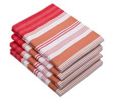 ZOLLNER 4 strofinacci 100% cotone, 50x70 cm, a righe rosse