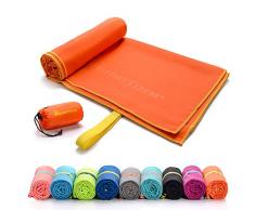 Asciugamano Microfibra - Salvietta Sportivo - Telo Compatto Leggero Assorbente Morbido Fitness Spiaggia Campeggio Palestra per Bambini, Uomini e Donne Varie dimensioni e colori (42x55cm, arancia)