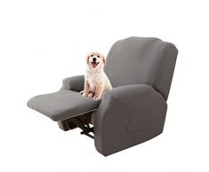 Lydevo Copripoltrona Relax Reclinabile Elettrica Universale,Copripoltrona 1 Posto Reclinabile con Tasche,Copripoltrona Elasticizzato Relax Lavabile Rimovibile,Fodere per Poltrona Relax,Grigio