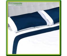 Coppia Lenzuola Matrimoniale in Cotone con Balza in RASO Blu