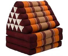 Fine Asianliving Cuscino Materasso Thailandese Triangolare 54x180x6cm XL Kapok Rosso Arancione Cuscino Thailandese Materasso Triangolare Kapok Thai Meditazione da Yoga