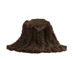Coperta in Finta Pelliccia per Divano Letto Coperte di Microfibra Morbida Coperta Decorativa Leggera di Lungo Peluche per Primavera Autunno Inverno Marrone scuro 130x160 cm