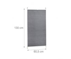 Relaxdays 10021311_741 Tenda a Rullo Plissettata, Clip Adesive, Tenda PlissÃ© da Interni, Grigia-Traslucida, LxH 60 x 130 cm