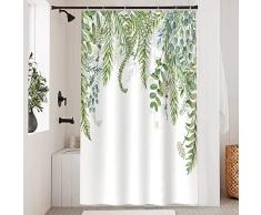 Uiiooazy Tenda Doccia Eucalipto Verdi, Tenda da Doccia Foglie Verde Salvia Tenda per Doccia Antimuffa Impermeabile Tessuto in Poliestere Lavable Opaca Tenda per Vasca da Bagno con 8 Ganci 120Lx200Acm