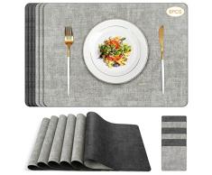 Set di 6 Tovagliette Americane Lavabili, YMERSEN Tovagliette PU, Resistenti al Calore Set Tovagliette Colazione Mpermeabili Antiscivolo