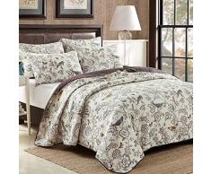 Trapuntina Copriletto Trapuntato Trapuntino Matrimoniale Trapunta Estiva Singolo Copriletto Trapuntato Patchwork 3 Pezzi,Color45-230x250cm