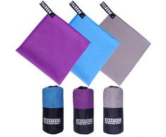 AOSCTELF Asciugamano in Microfibra Compatto & Ultraleggero Super Assorbente Microfibra Asciugamano Perfetto Asciugamano Sport, Asciugamano Viaggio e Asciugamano Palestra 40 * 80cm Blu